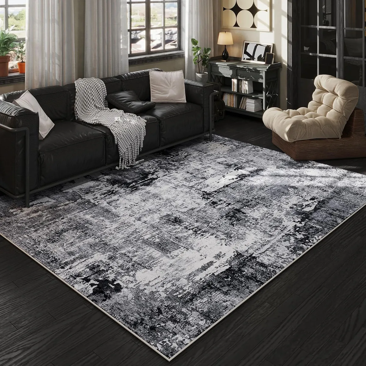 Rugcomf Area Rug 5x7 for Living Room Washable Abstract